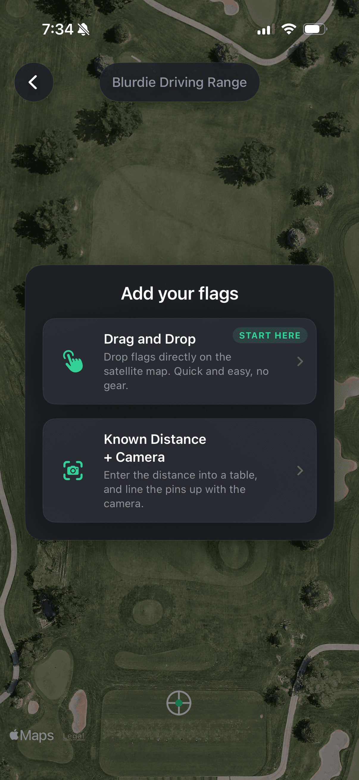 Add your flags screen showing two methods: Drag and Drop (marked Start Here) and Known Distance + Camera.